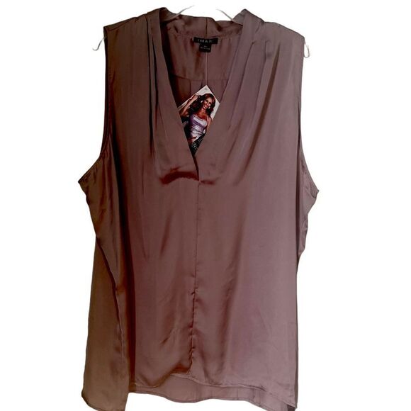 IMAN Tops - NWT IMAN Women's Dark Rose Satin  Sleeveless Blouse sz 3X